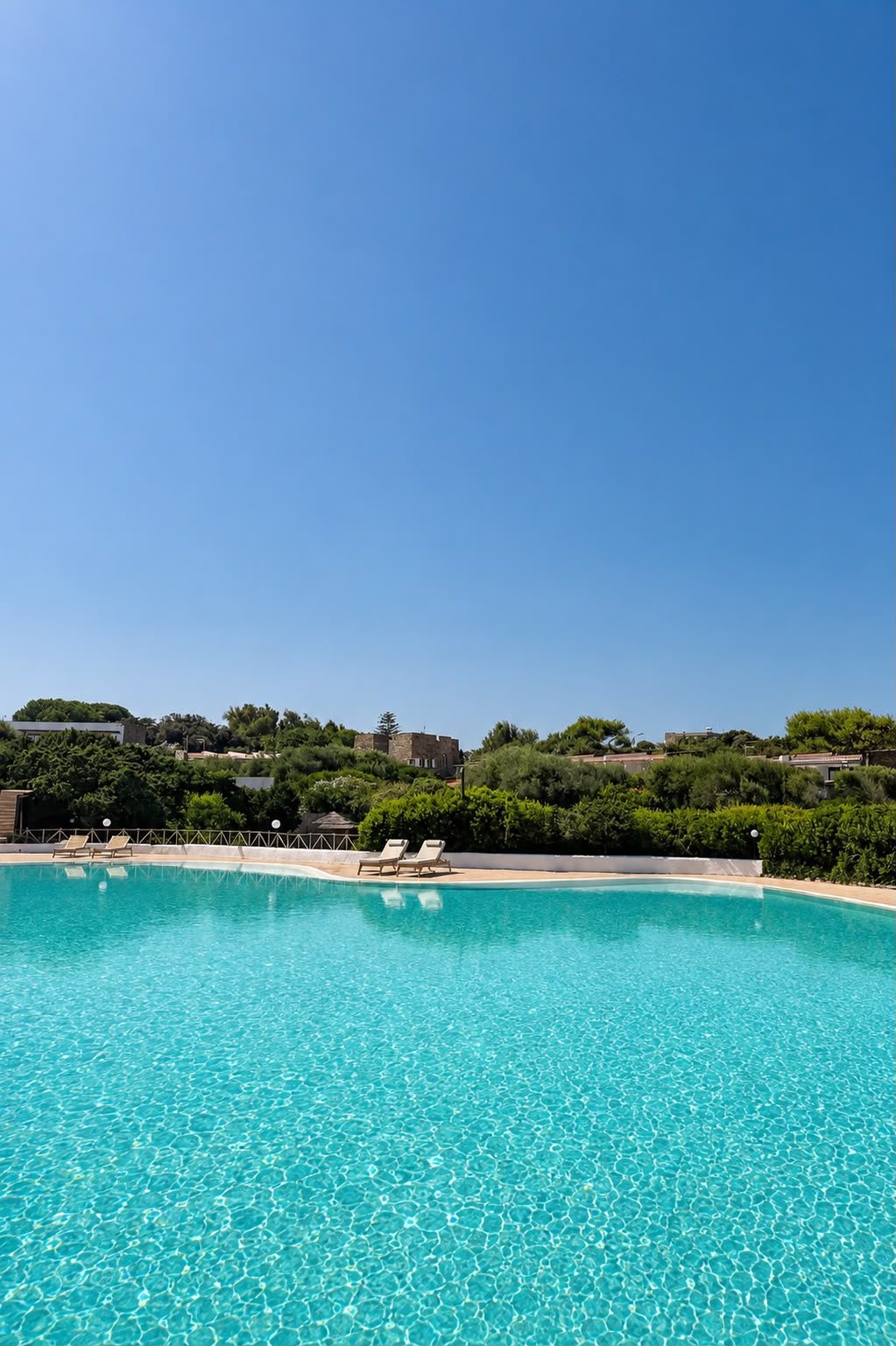 The panoramic pool under the summer sky